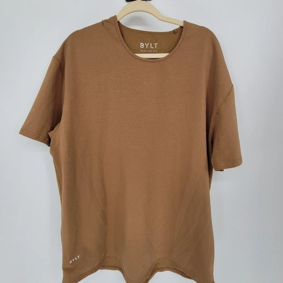 Bylt Lux Drop Cut T Shirt Mens Curved hem XXL Beige Short Sleeve - Picture 1 of 5